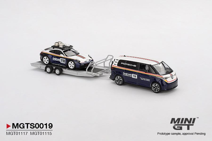 MINI GT MGTS0019 1/64 ポルシェ 911 ダカール #718 / フォルクスワーゲン ID. Buzz Porsche Centrum Gelderland Roughroads セット