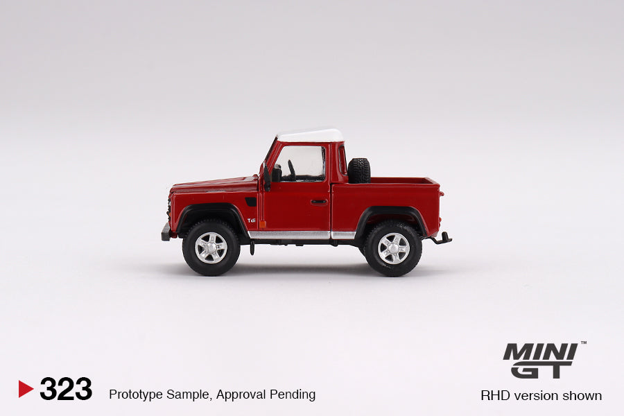 MINI GT MGT00323-L 1/64 ランドローバー ディフェンダー 90 ピックアップ マサイレッド(左ハンドル)