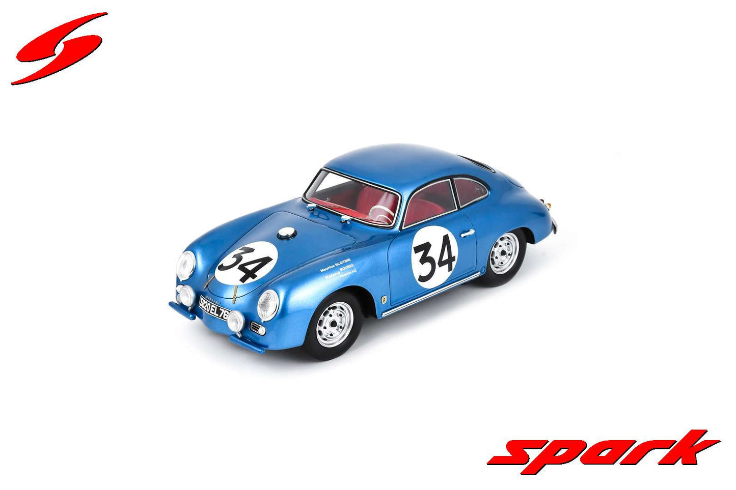 Spark 18S675 1/18 Porsche 356 A No.34 13th Le Mans 24H 1956 R. Bourel - M. Stoline