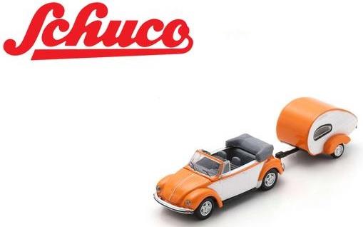 Schuco 452677700 1/87 VW Beetle Cabriolet open with trailer ES Piccolo