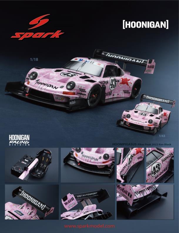 Spark S7789 1/43 HOONIPIGASUS 911 No.43 Pikes Peak 2022 Ken Block