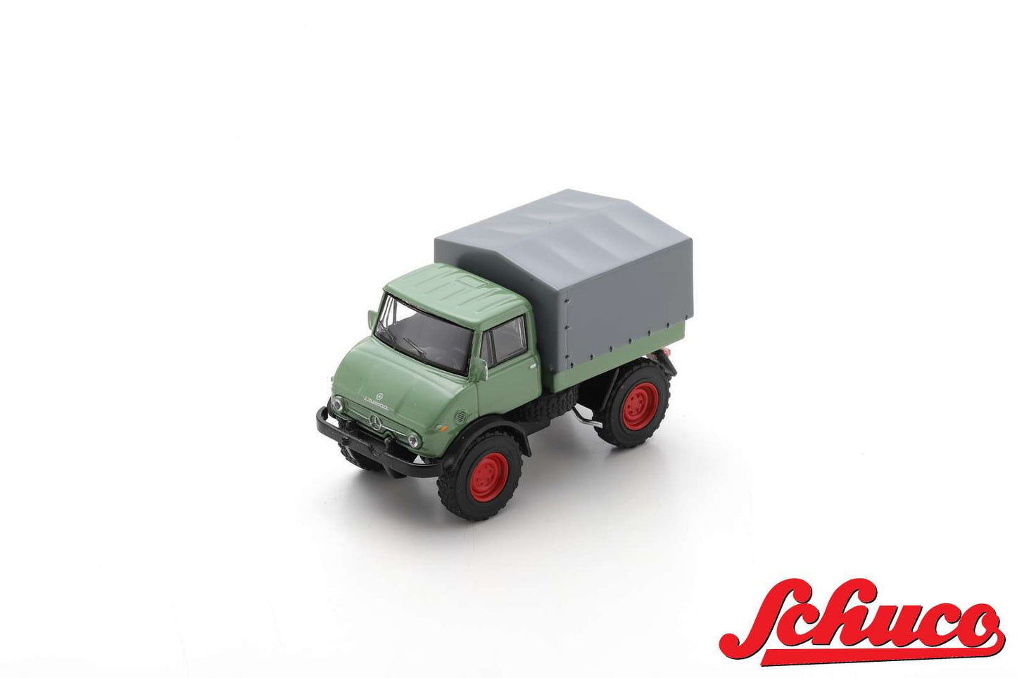 Schuco 452037900 1/64 Unimog U406 resedagreen/red rims