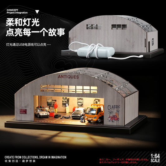 【2026年9月下旬以降発売予定】 SHOUCANGJIA SCJ-82077 1/64 Arched Car Storage Garage with Lights