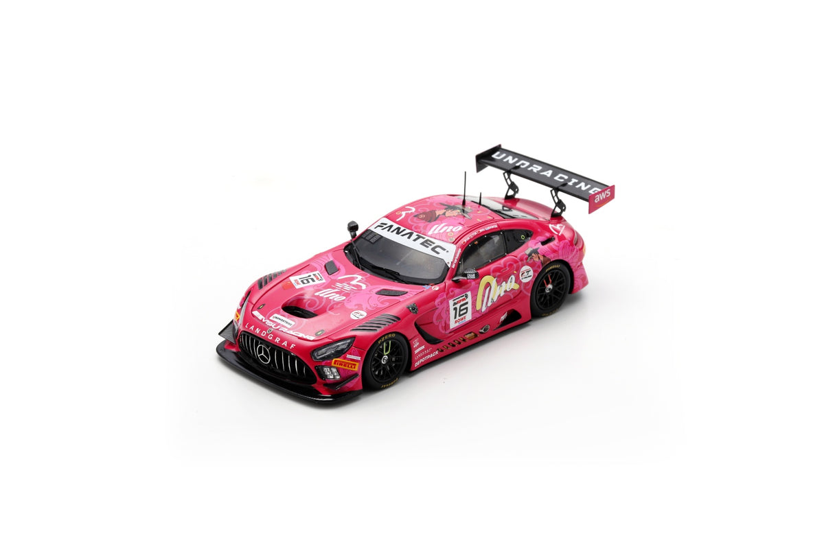 Spark SB811 1/43 Mercedes-AMG GT3 EVO No.16 Uno Racing Team with Landgraf 2nd PRO-AM class 24H Spa 2024 D. Pun – RIO – K. Tse – I. Dontje