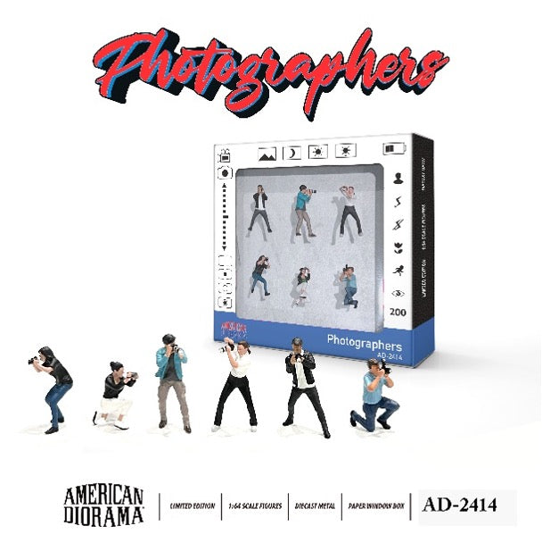 American Diorama AD-2414 1/64 フィギュア フォトグラファー 6個セット