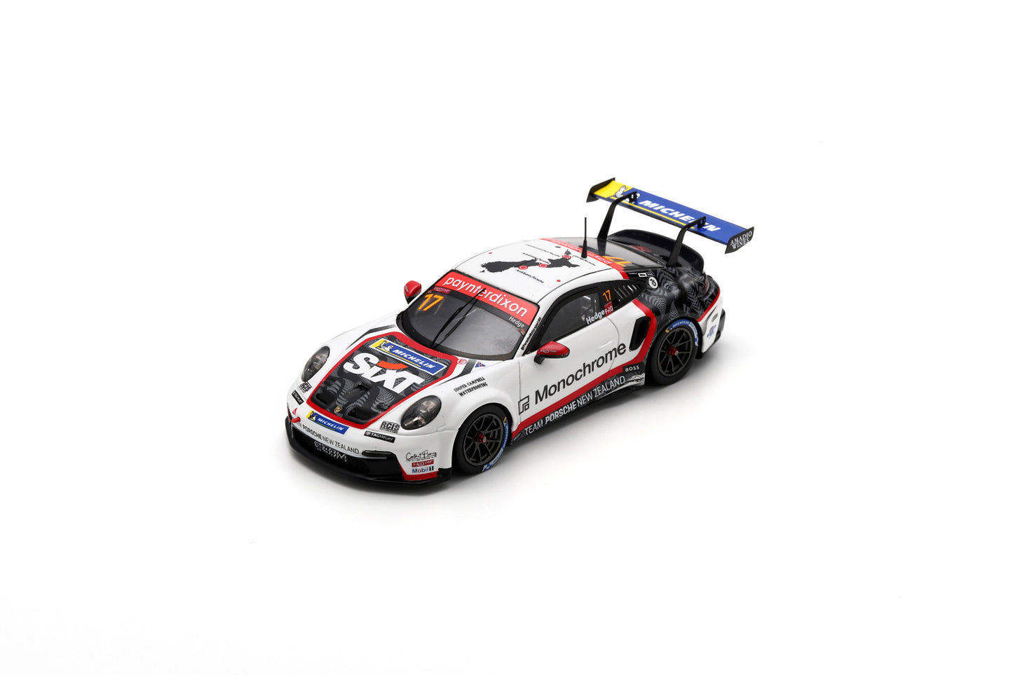 Spark AS071 1/43 Porsche 911 GT3 Cup No.17 Porsche Carrera Cup Australia Champion 2023 Callum Hedge