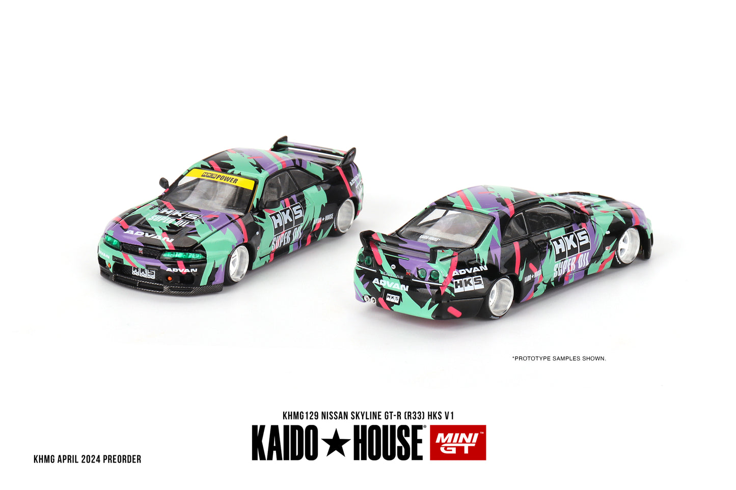 MINI GT KHMG129 1/64 Nissan スカイライン GT-R R33 HKS V1(右ハンドル)