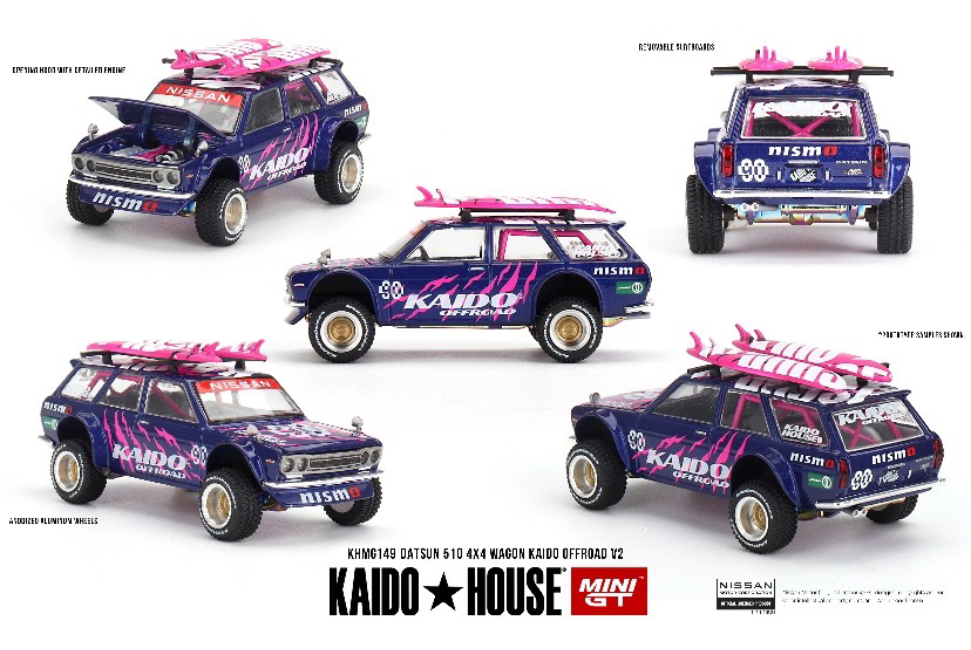 MINI GT KHMG149 1/64 ダットサン 510 ワゴン 4x4 Kaido Offroad V2(右ハンドル)