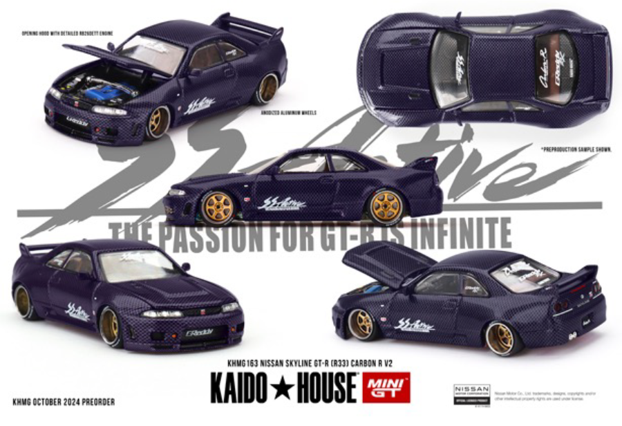 MINI GT KHMG163 1/64 Nissan スカイライン GT-R R33 Active Carbon R V2(右ハンドル)