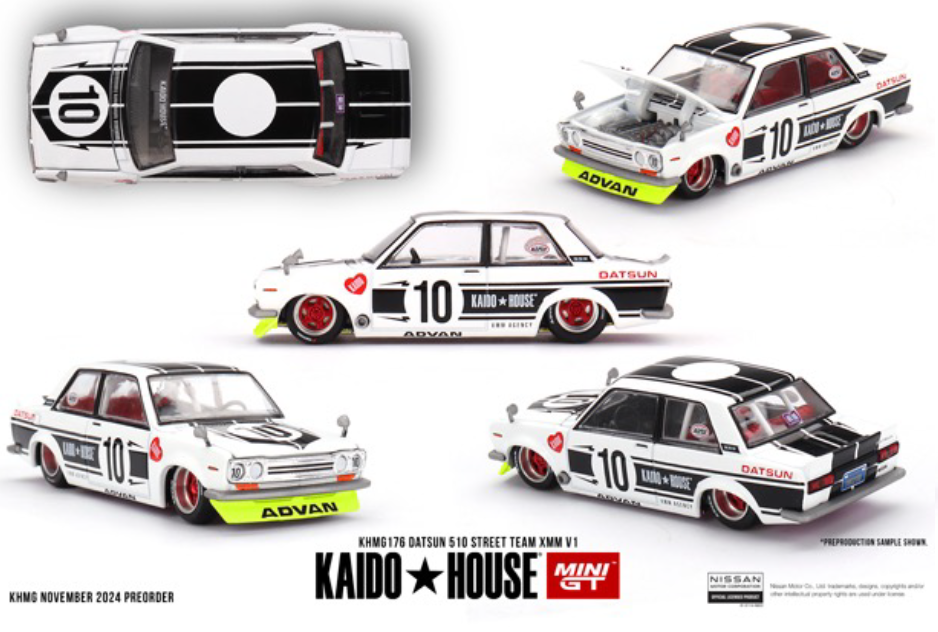 MINI GT KHMG176 1/64 ダットサン 510 ストリート Team XMM V1(左ハンドル)
