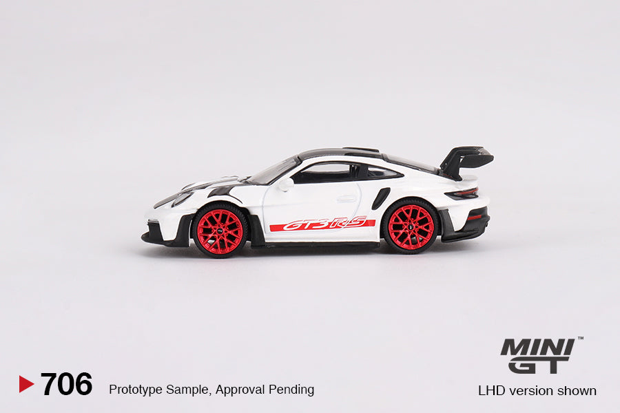 MINI GT MGT00706-L 1/64 ポルシェ 911(992) GT3 RS ヴァイザッハパッケージ ホワイト w/パイロレッド (左ハンドル)