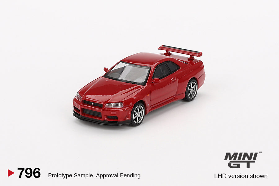 MINI GT MGT00796-R 1/64 Nissan スカイライン GT-R R34 Vスペック アクティブレッド(右ハンドル)