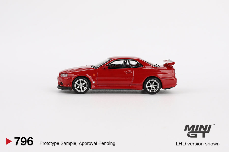 MINI GT MGT00796-R 1/64 Nissan スカイライン GT-R R34 Vスペック アクティブレッド(右ハンドル)