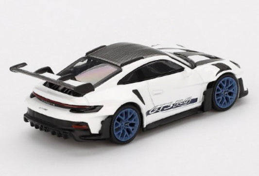 【2025年1月以降発売予定】 MINI GT MGT00853 1/64 ポルシェ 911(992) GT3 RS ヴァイザッハパッケージ ホワイト w/インディゴブルー