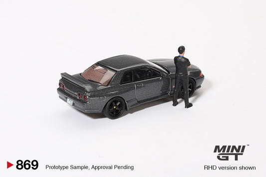 MINI GT MGT00869-R 1/64 Nissan スカイライン GT-R R32 ニスモガンメタル 松田次生コレクション w/ 松田次生氏フィギュア(右ハンドル)