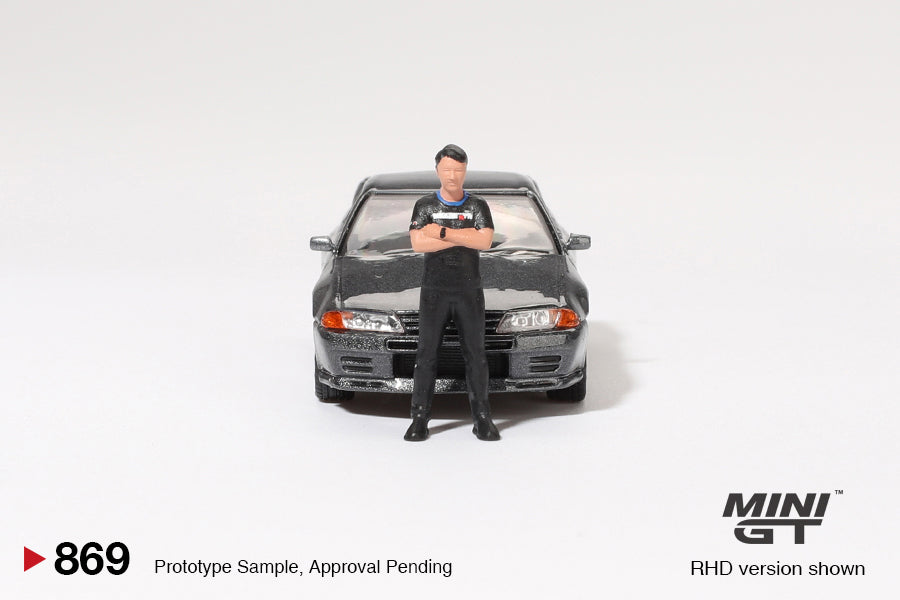 MINI GT MGT00869-R 1/64 Nissan スカイライン GT-R R32 ニスモガンメタル 松田次生コレクション w/ 松田次生氏フィギュア(右ハンドル)