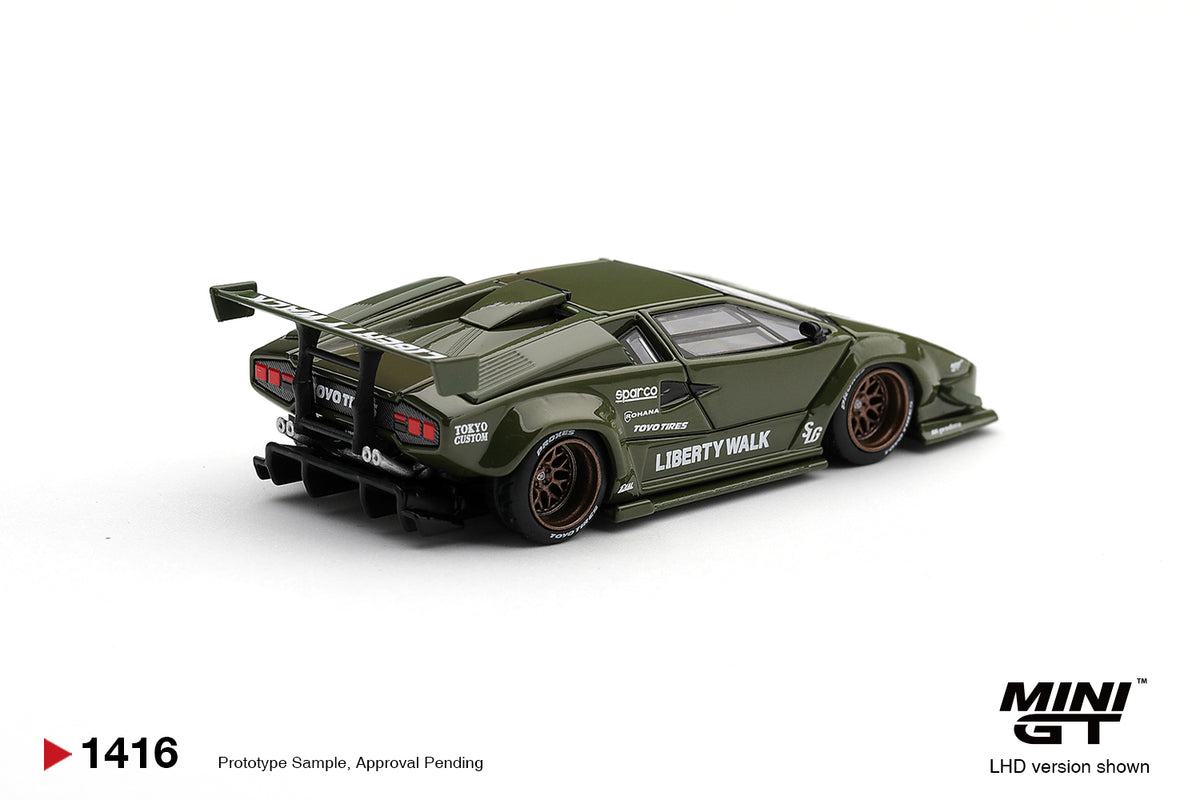 【2027年4月以降発売予定】 MINI GT MGT01416-L 1/64 Lamborghini Countach LB-WORKS Army Green LHD