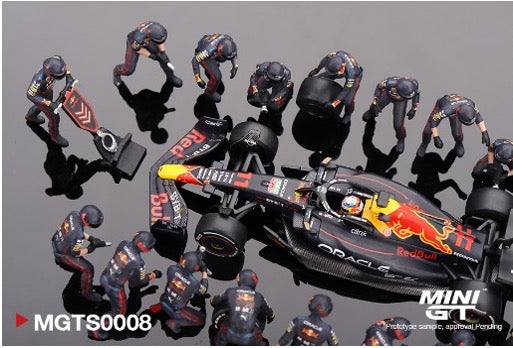 MINI GT MGTS0008 1/64 オラクル レッドブル レーシング RB18 2022 3位入賞車 #11 アブダビグランプリ Sergio Pérez ピットクルーセット (5000セット限定)