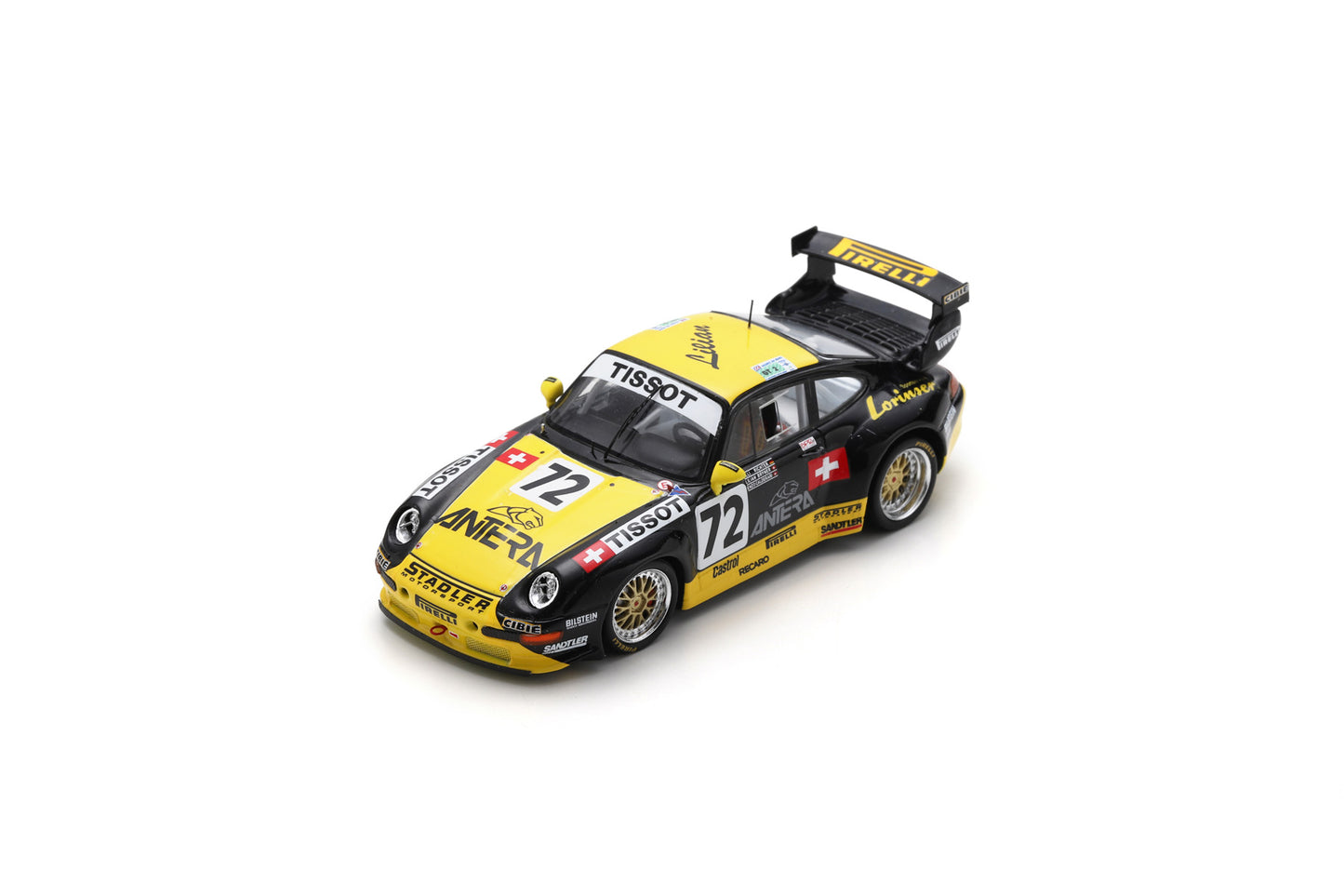 Spark S5523 1/43 Porsche 911 GT2 No.72 Stadler Motorsport Le Mans 24H 1996 E. Calderari - L. Bryner – U. Richter