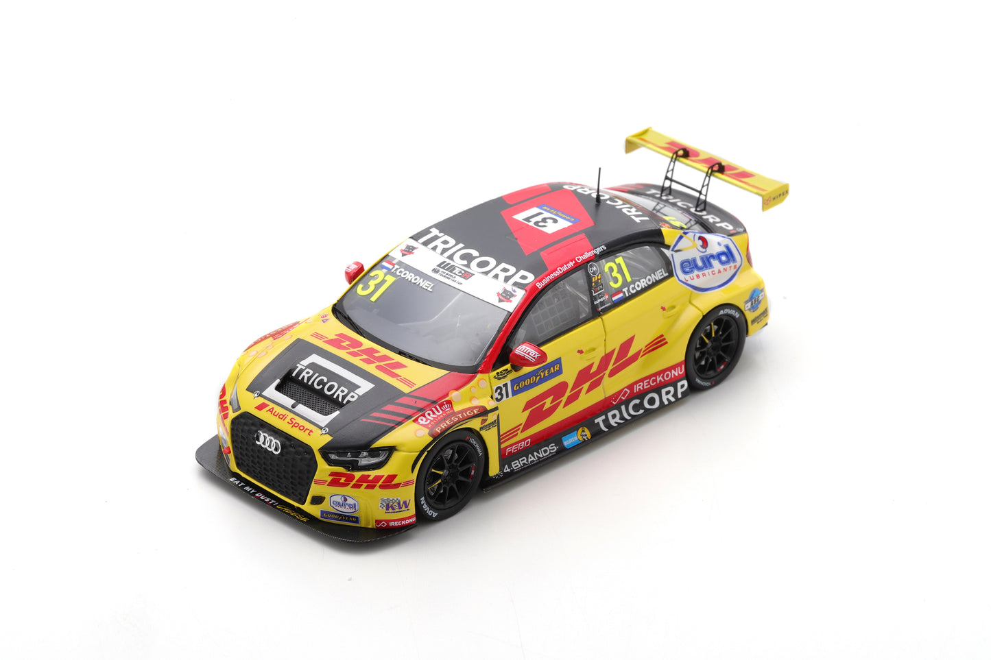 Spark S8969 1/43 Audi RS 3 LMS No.31 Comtoyou DHL Audi Sport Winner Race 2 WTCR 2020 Slovakia 2020 Tom Coronel