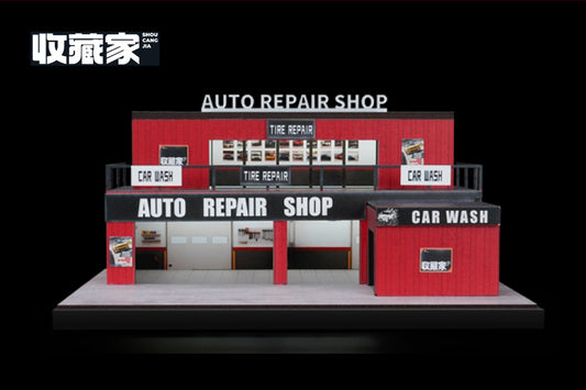 【2026年8月以降発売予定】 SHOUCANGJIA SCJ82055 1/64 Auto Repair Shop (Container Type) with Lights