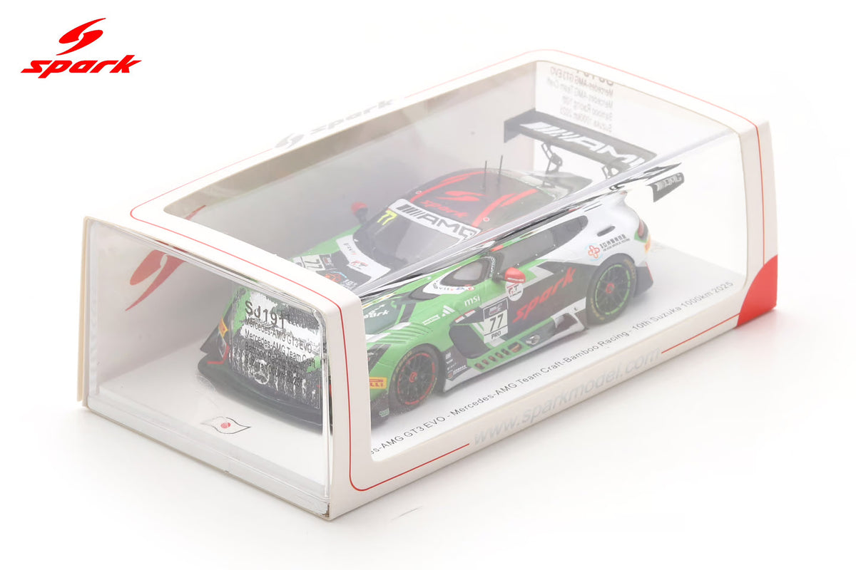 Spark SJ191 1/43 Mercedes-AMG GT3 EVO No.77 Mercedes-AMG Team Craft-Bamboo Racing 10th Suzuka 1000km 2025 K. Ohta - M. Götz - R. Aron