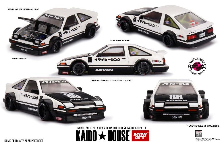 【2025年8月以降発売予定】 MINI GT KHMG180 1/64 Toyota AE86 スプリンタートレノ Kaido Street V1(右ハンドル)
