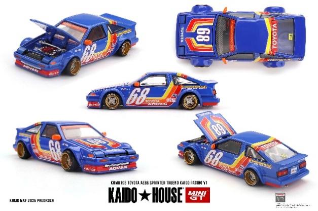 【2025年9月以降発売予定】 MINI GT KHMG196 1/64 Toyota AE86 スプリンタートレノ Kaido Racing V1(右ハンドル)
