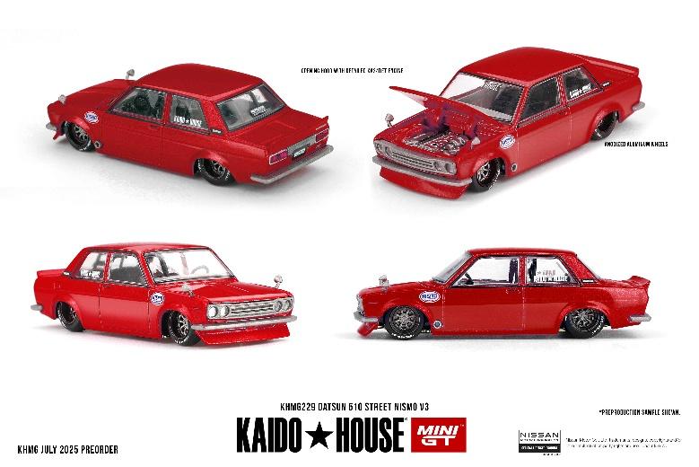 【2025年10月以降発売予定】 MINI GT KHMG229 1/64 ダットサン ストリート KAIDO 510 NISMO V3(左ハンドル)