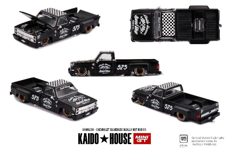 【2026年4月以降発売予定】 MINI GT KHMG236 1/64 シボレー シルバラード Dually Hot Rod V1(左ハンドル)