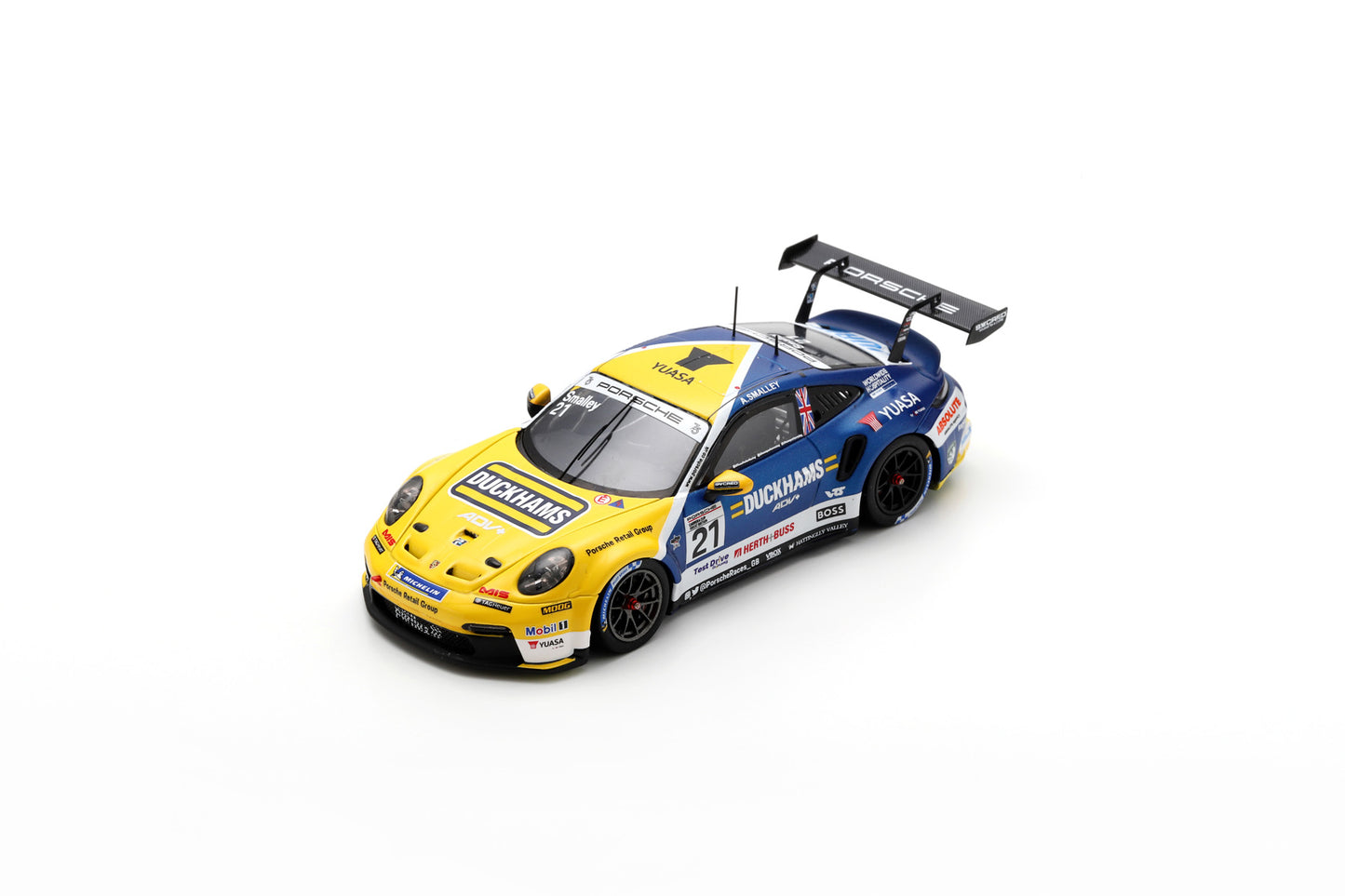 Spark UK022 1/43 Porsche 911 GT3 Cup No.21 Porsche Carrera Cup Great Britain Champion 2023 Adam Smalley