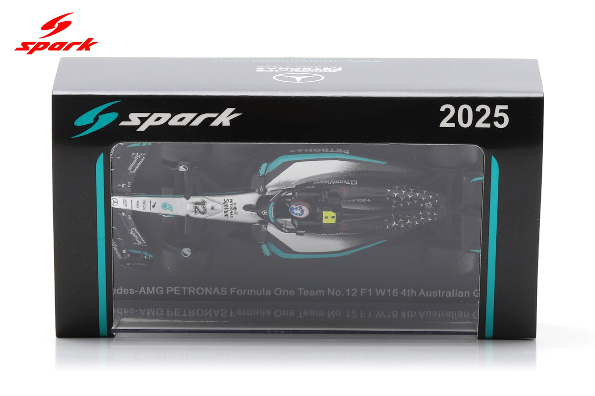 Spark Y421 1/64 Mercedes W16 No.12 Mercedes-AMG PETRONAS Formula One Team 4th Australian GP 2025 Kimi Antonelli