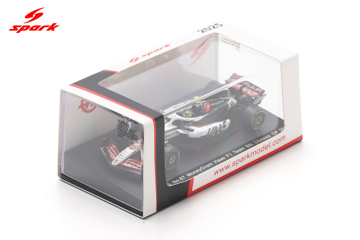 Spark Y435 1/64 Haas VF-25 No.87 MoneyGram Haas F1 Team 8th Chinese GP 2025 Oliver Bearman