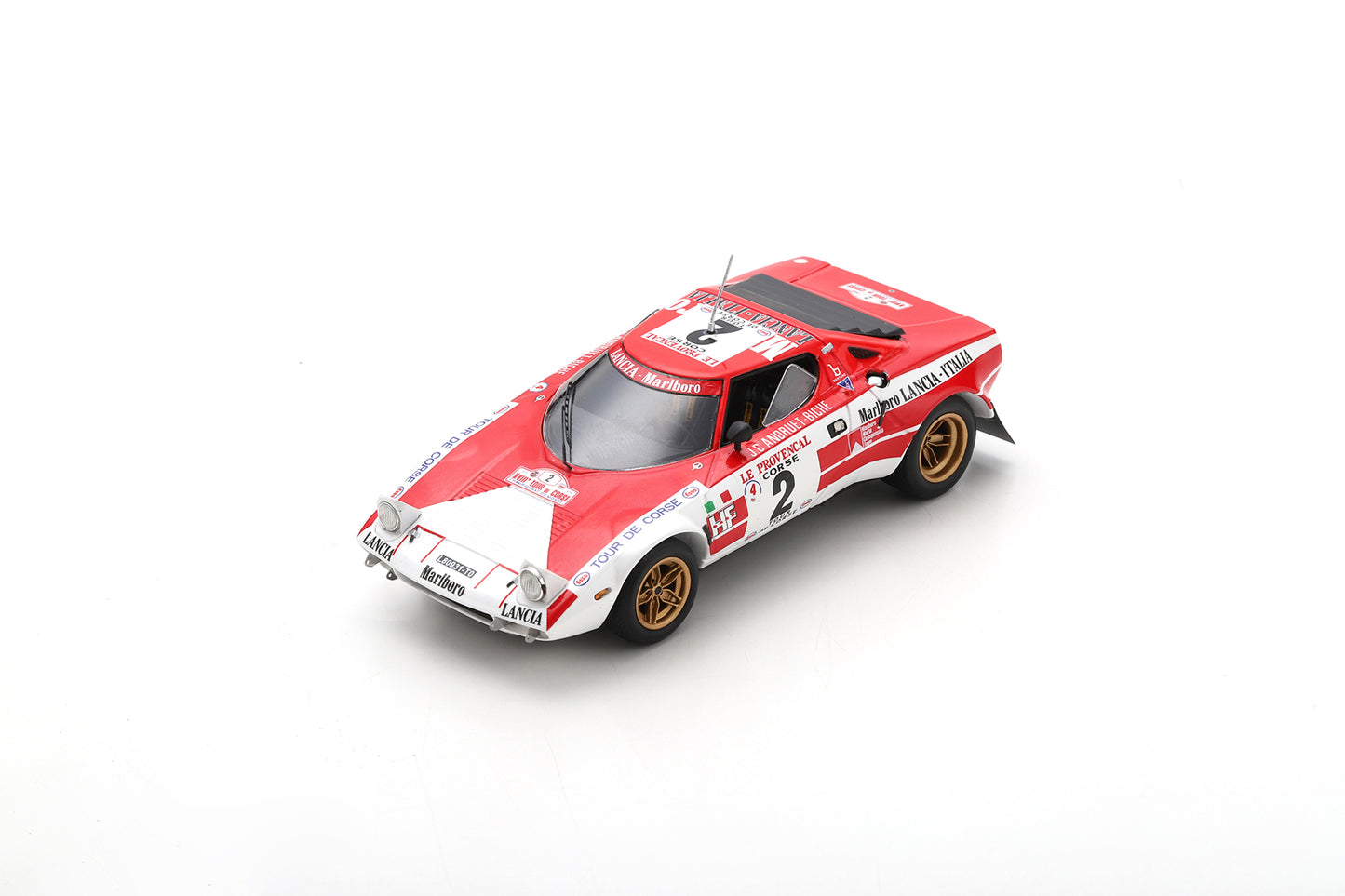 Spark S9074 Lancia Stratos HF No.2 Winner Tour de Corse Rallye de France 1974 J-C. Andruet - "Biche"