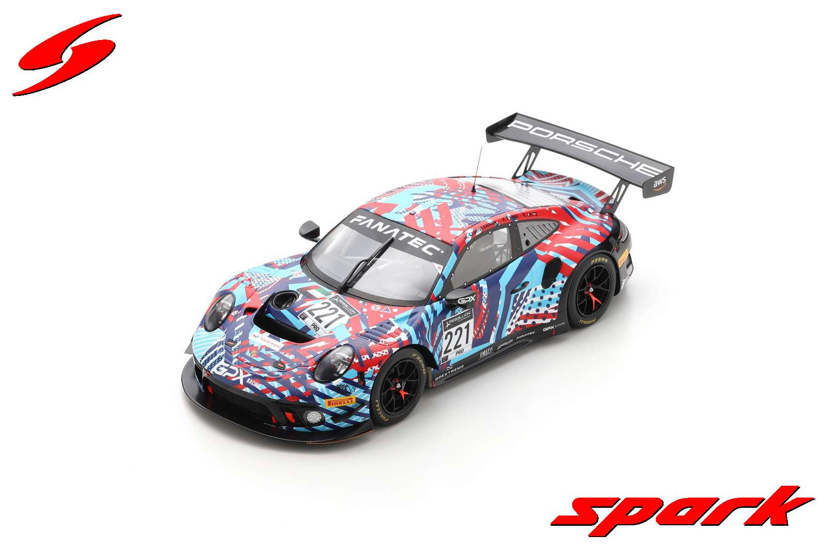 Spark 18SP167 1/18 Porsche 911 GT3 R No.221 GPX Martini Racing Spa Tes ...