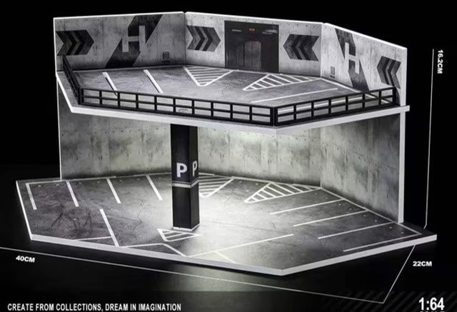 【2026年9月下旬以降発売予定】 SHOUCANGJIA SCJ-82079 1/64 Urban Scene Diorama Parking Deck with Lights