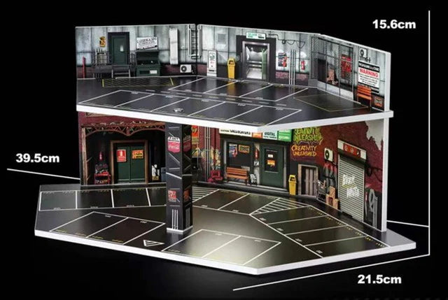 【2026年9月下旬以降発売予定】 SHOUCANGJIA SCJ-82082 1/64 Overseas Scene Diorama Garage Street with Lights