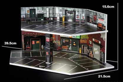 【2026年9月下旬以降発売予定】 SHOUCANGJIA SCJ-82082 1/64 Overseas Scene Diorama Garage Street with Lights