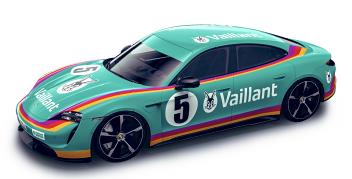 【2023年12月発売予定】 Schuco 452677200 1/87 Porsche Taycan Turbo S "Vaillant" green #5
