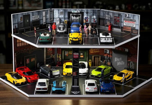 【2026年9月下旬以降発売予定】 SHOUCANGJIA SCJ-82082 1/64 Overseas Scene Diorama Garage Street with Lights