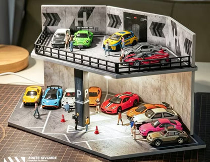 【2026年9月下旬以降発売予定】 SHOUCANGJIA SCJ-82079 1/64 Urban Scene Diorama Parking Deck with Lights