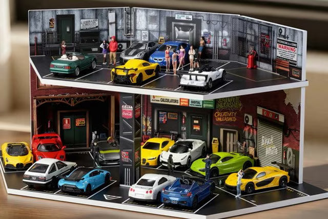 【2026年9月下旬以降発売予定】 SHOUCANGJIA SCJ-82082 1/64 Overseas Scene Diorama Garage Street with Lights