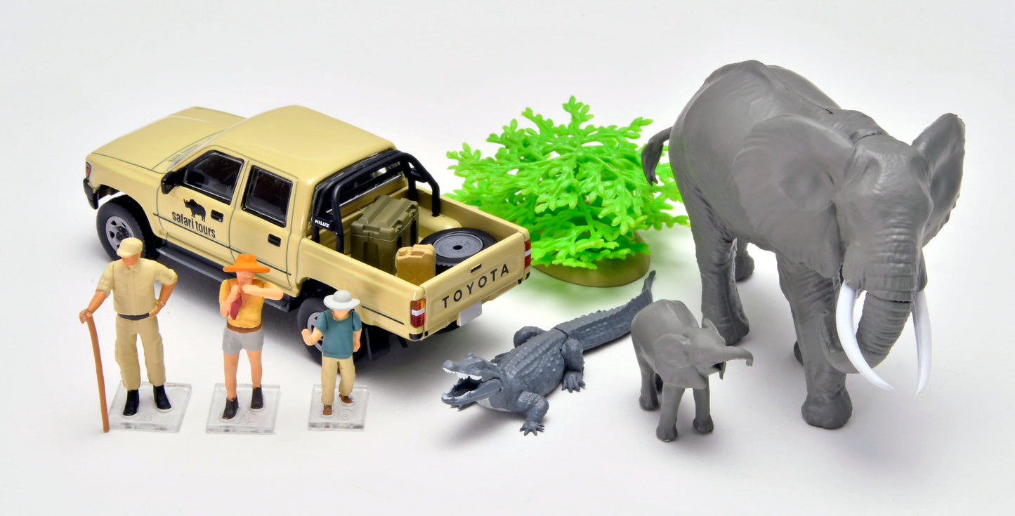 TLV 1/64 海洋堂×トミカリミテッド ヴィンテージ ジオコレ64 #カースナップ29a サファリ2 (トヨタ ハイラックス4WDピックアップ ダブルキャブ付属)