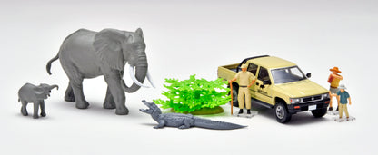 TLV 1/64 海洋堂×トミカリミテッド ヴィンテージ ジオコレ64 #カースナップ29a サファリ2 (トヨタ ハイラックス4WDピックアップ ダブルキャブ付属)