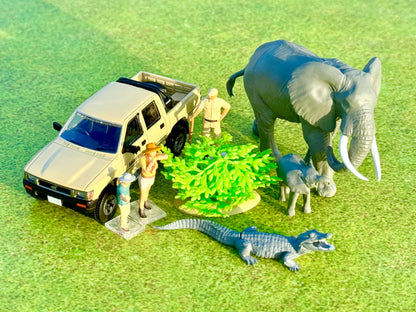 TLV 1/64 海洋堂×トミカリミテッド ヴィンテージ ジオコレ64 #カースナップ29a サファリ2 (トヨタ ハイラックス4WDピックアップ ダブルキャブ付属)