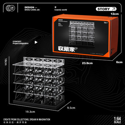 【2026年9月下旬以降発売予定】 SHOUCANGJIA SCJ-82073P 1/64 Modular Parking Lot, 5-Storey Version (20-Car Capacity)