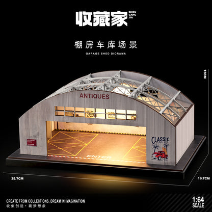 【2026年9月下旬以降発売予定】 SHOUCANGJIA SCJ-82077 1/64 Arched Car Storage Garage with Lights