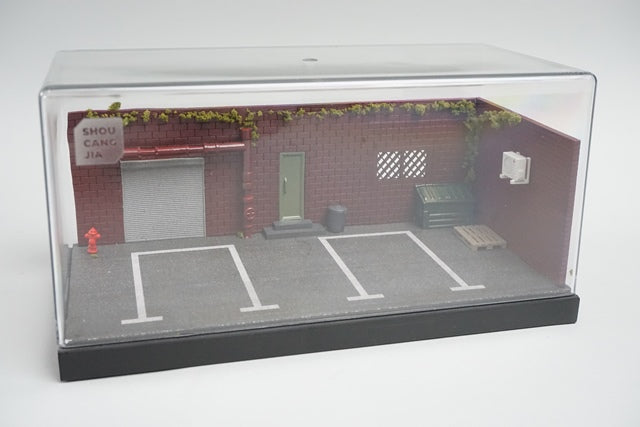 収蔵家 SCJ88001 1/64 路地裏ジオラマ 倉庫と駐車スペース