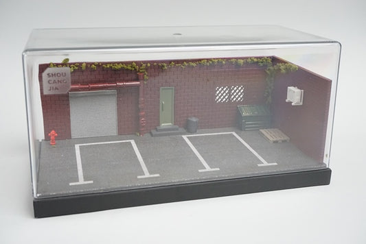 収蔵家 SCJ88001 1/64 路地裏ジオラマ 倉庫と駐車スペース