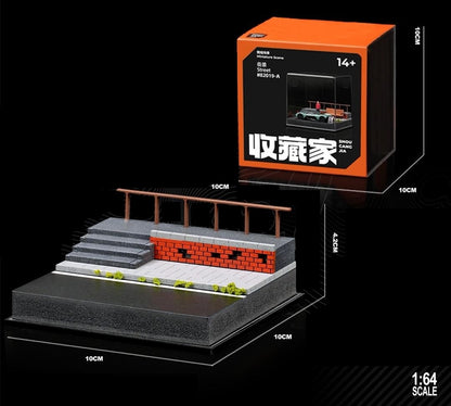収蔵家 SCJ-82019-A 1/64 街角ミニジオラマ001 階段＆レンガウォール